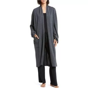 NWT Nordstrom 100% Cashmere Open Long Dark Gray Cardigan Size S